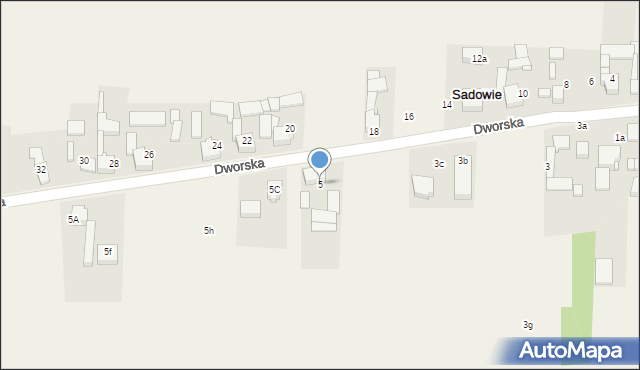 Sadowie, Dworska, 5, mapa Sadowie