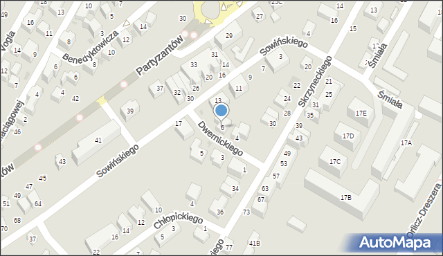 Siedlce, Dwernickiego Józefa, gen., 6, mapa Siedlce