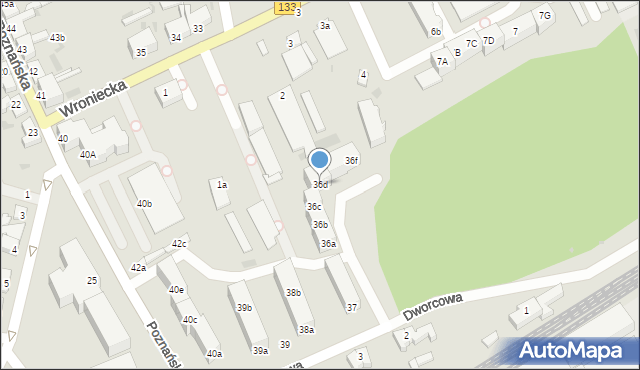 Sieraków, Dworcowa, 36d, mapa Sieraków