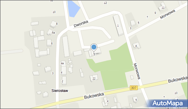 Sierosław, Dworska, 3, mapa Sierosław