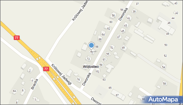 Skołoszów, Dworska, 70, mapa Skołoszów