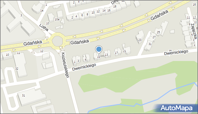 Słupsk, Dwernickiego Józefa, gen., 11, mapa Słupska