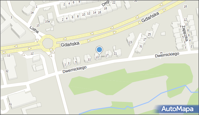 Słupsk, Dwernickiego Józefa, gen., 15, mapa Słupska