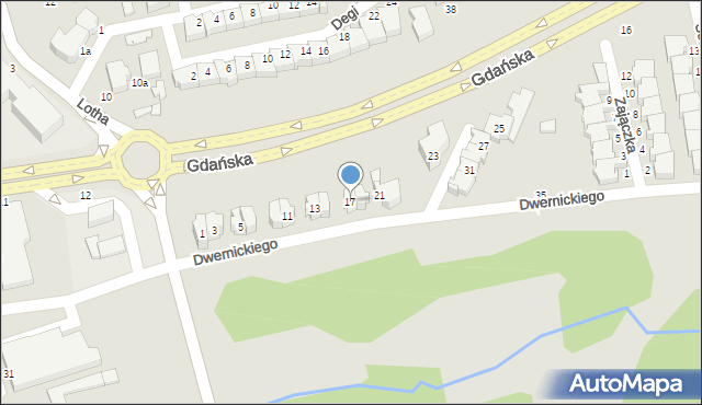 Słupsk, Dwernickiego Józefa, gen., 17, mapa Słupska