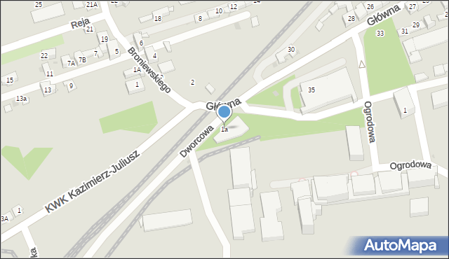 Sosnowiec, Dworcowa, 1a, mapa Sosnowca