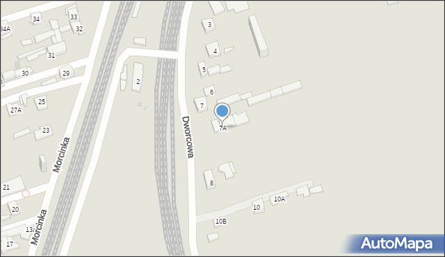 Sosnowiec, Dworcowa, 7A, mapa Sosnowca