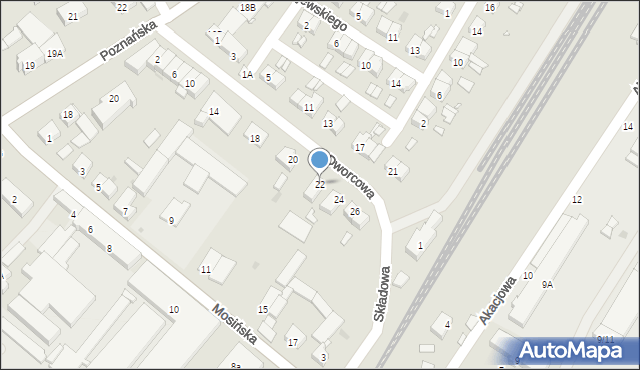 Stęszew, Dworcowa, 22, mapa Stęszew