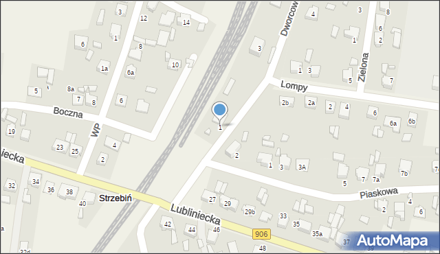 Strzebiń, Dworcowa, 1, mapa Strzebiń
