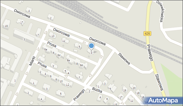 Strzelce Opolskie, Dworcowa, 1, mapa Strzelce Opolskie