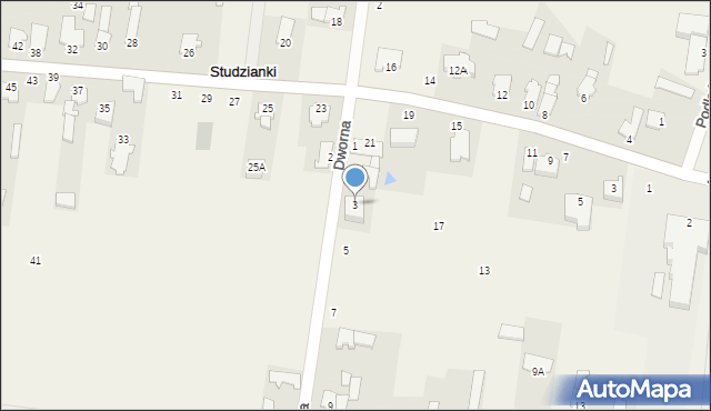 Studzianki, Dworna, 3, mapa Studzianki
