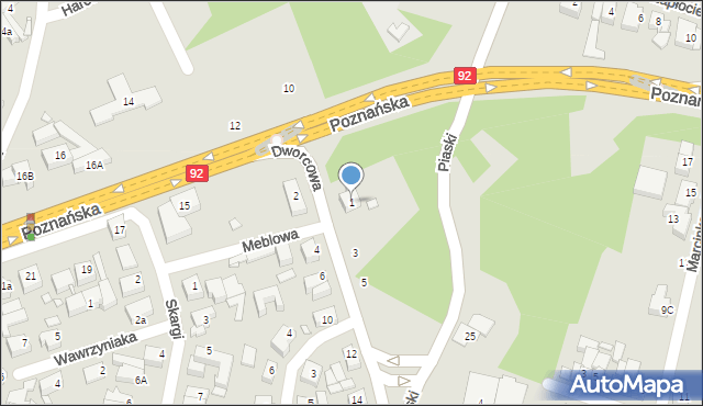 Swarzędz, Dworcowa, 1, mapa Swarzędz