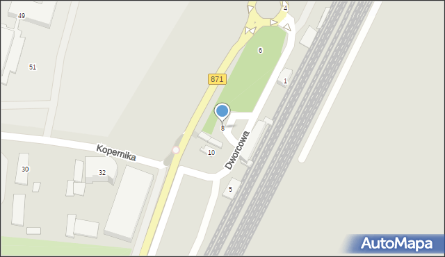 Tarnobrzeg, Dworcowa, 8, mapa Tarnobrzegu