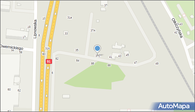 Toruń, Dwernickiego Józefa, gen., 37C, mapa Torunia