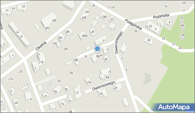 Toruń, Dwernickiego Józefa, gen., 6a, mapa Torunia