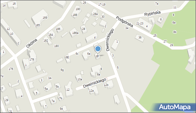 Toruń, Dwernickiego Józefa, gen., 6f, mapa Torunia