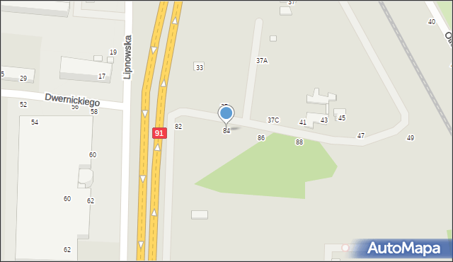 Toruń, Dwernickiego Józefa, gen., 84, mapa Torunia