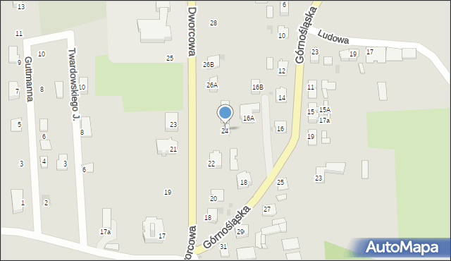 Toszek, Dworcowa, 24, mapa Toszek