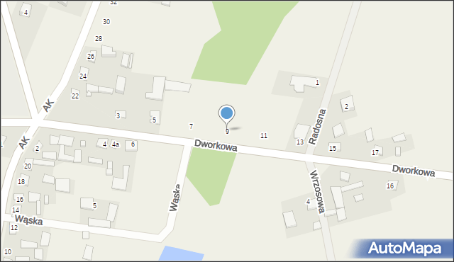 Turośń Dolna, Dworkowa, 9, mapa Turośń Dolna