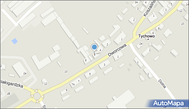 Tychowo, Dworcowa, 6, mapa Tychowo