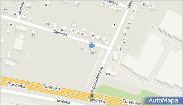 Tychy, Dworska, 108, mapa Tychów