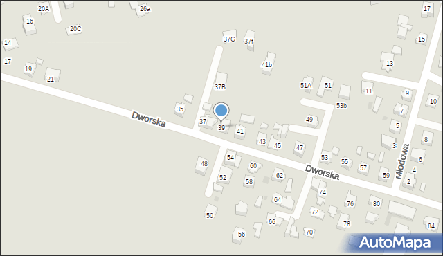 Tychy, Dworska, 39, mapa Tychów