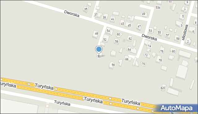 Tychy, Dworska, 50, mapa Tychów