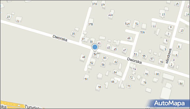 Tychy, Dworska, 54, mapa Tychów