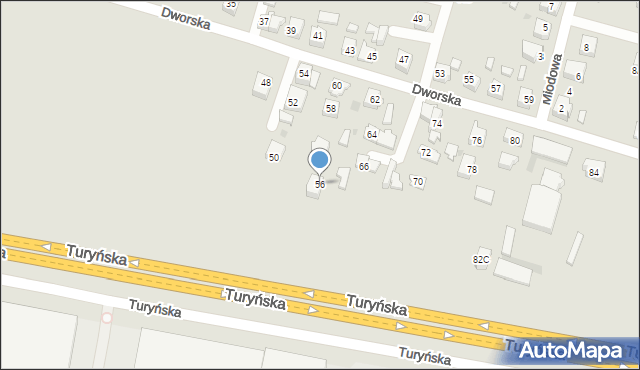 Tychy, Dworska, 56, mapa Tychów