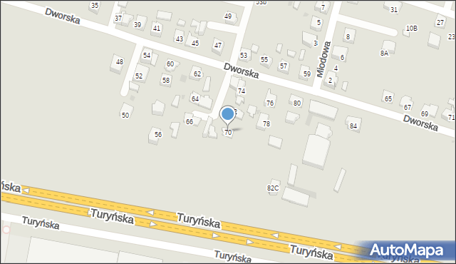 Tychy, Dworska, 70, mapa Tychów