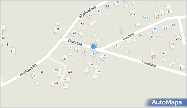 Tychy, Dworska, 8, mapa Tychów