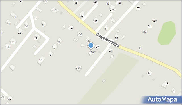 Ustrzyki Dolne, Dwernickiego Józefa, gen., 30A, mapa Ustrzyki Dolne