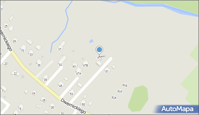 Ustrzyki Dolne, Dwernickiego Józefa, gen., 47C, mapa Ustrzyki Dolne