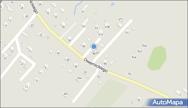 Ustrzyki Dolne, Dwernickiego Józefa, gen., 53, mapa Ustrzyki Dolne