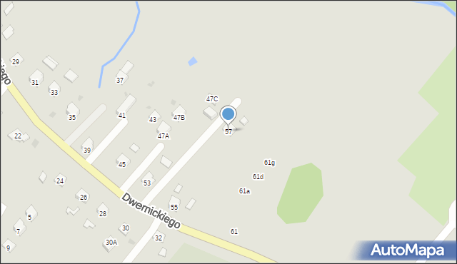 Ustrzyki Dolne, Dwernickiego Józefa, gen., 57, mapa Ustrzyki Dolne