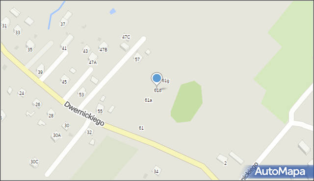 Ustrzyki Dolne, Dwernickiego Józefa, gen., 61d, mapa Ustrzyki Dolne