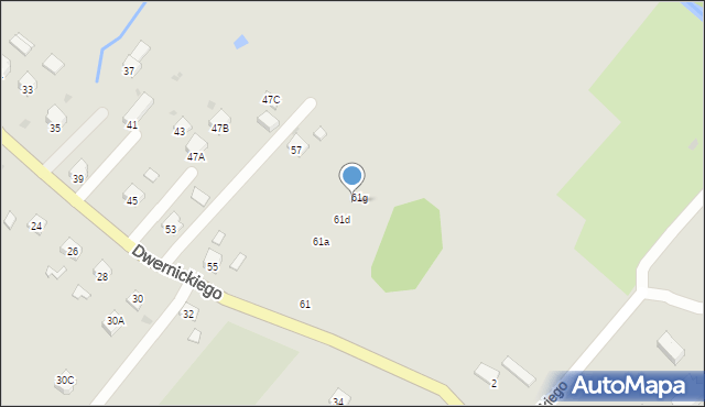 Ustrzyki Dolne, Dwernickiego Józefa, gen., 61f, mapa Ustrzyki Dolne