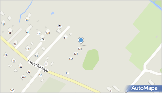 Ustrzyki Dolne, Dwernickiego Józefa, gen., 61h, mapa Ustrzyki Dolne