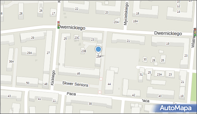 Warszawa, Dwernickiego Józefa, gen., 23A, mapa Warszawy