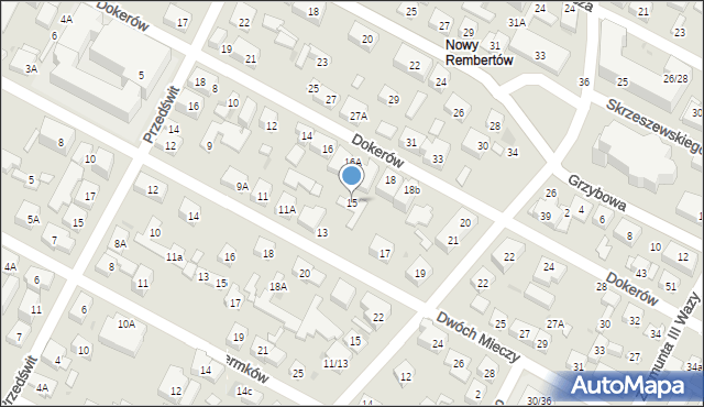 Warszawa, Dwóch Mieczy, 15, mapa Warszawy