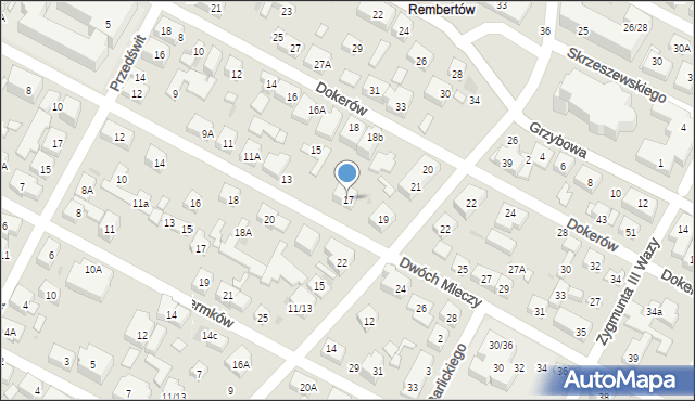Warszawa, Dwóch Mieczy, 17, mapa Warszawy