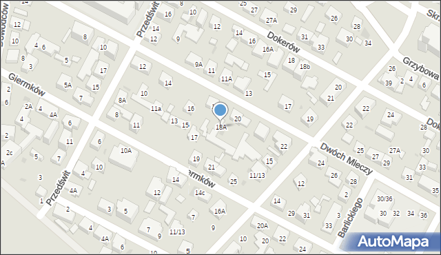 Warszawa, Dwóch Mieczy, 18A, mapa Warszawy