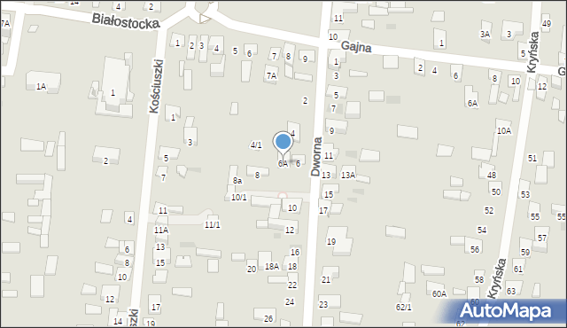 Wasilków, Dworna, 6A, mapa Wasilków