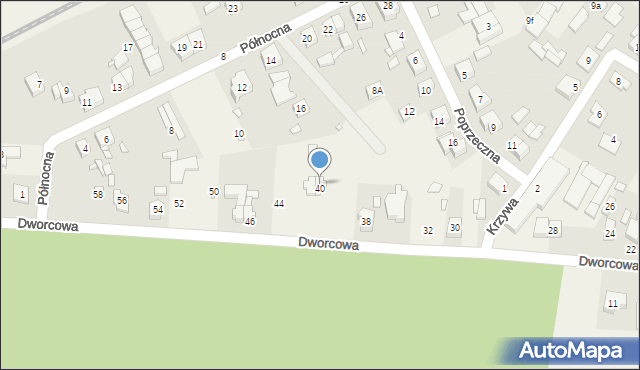 Wiry, Dworcowa, 40, mapa Wiry