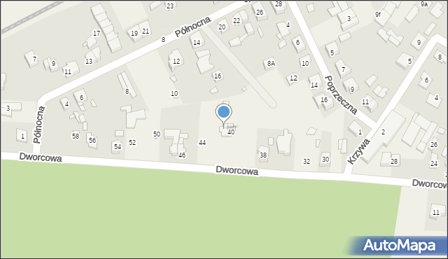 Wiry, Dworcowa, 42, mapa Wiry