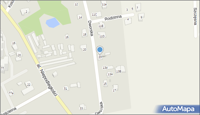 Wołomin, Dworska, 13, mapa Wołomin