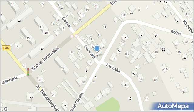 Wołomin, Dworska, 5, mapa Wołomin