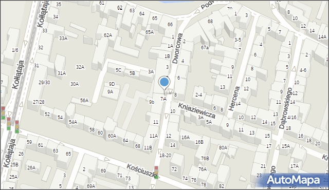 Wrocław, Dworcowa, 7B, mapa Wrocławia