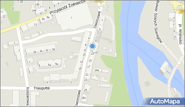 Żagań, Dworcowa, 13, mapa Żagań