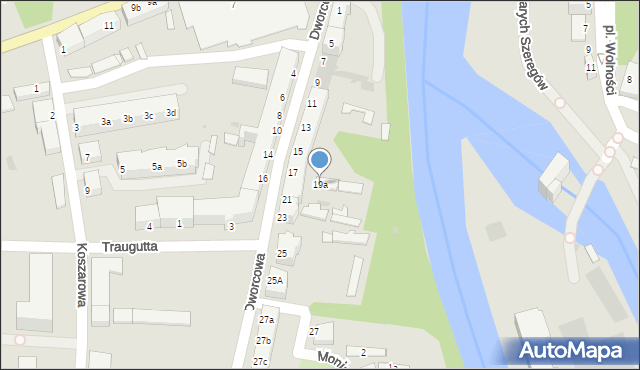 Żagań, Dworcowa, 19a, mapa Żagań