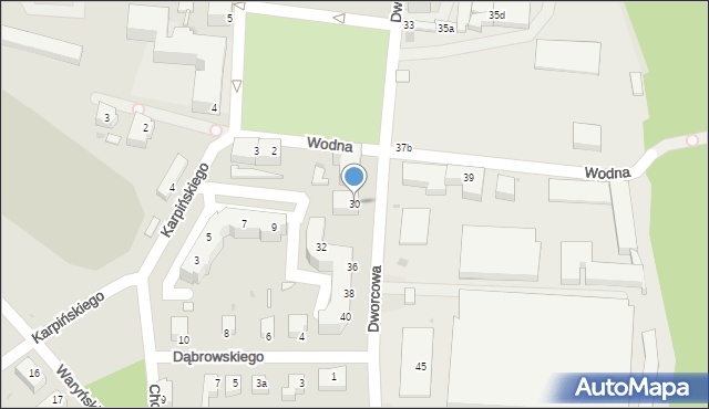 Żagań, Dworcowa, 30, mapa Żagań